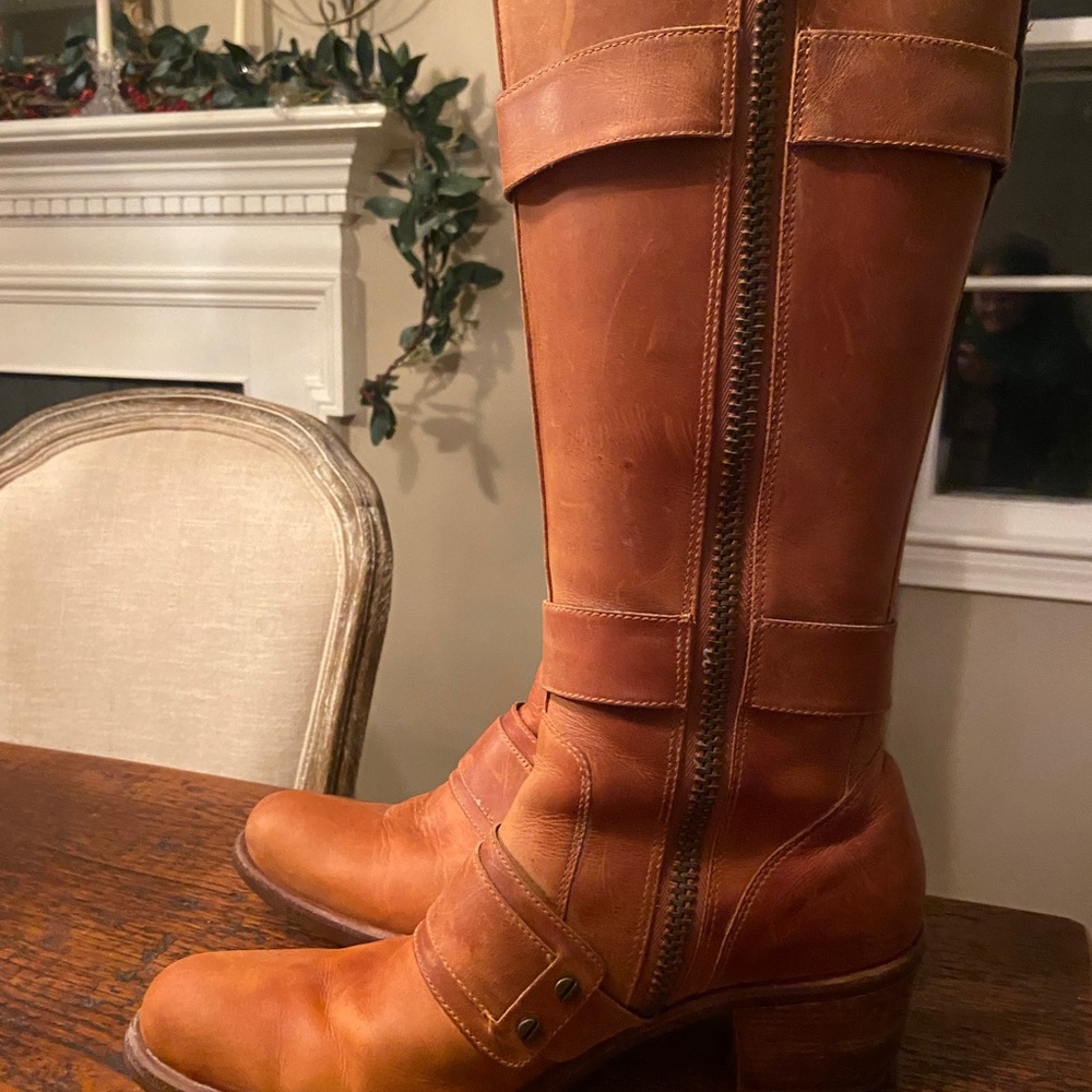Cole Haan Nike G series tall tan boots zipper buckle 8.5